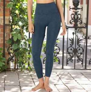 Beyond Yoga Heather Rib High Waisted Midi Legging HR3243 Blue Sz Medium